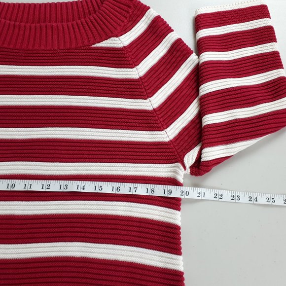 Talbots Pink White Striped Rib Knit Sweater - Picture 6 of 14